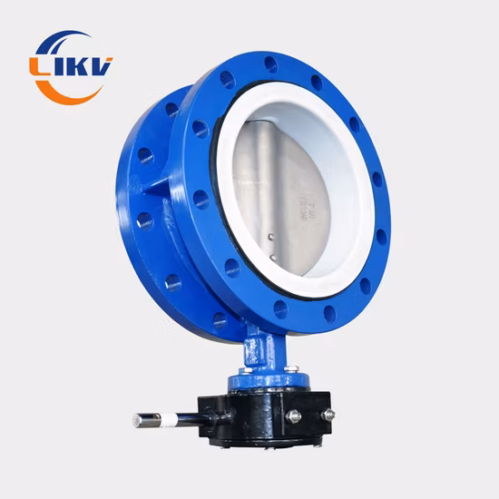 Scatola ingranaggi Guarnizione morbida Corpo Ci Di Rivestimento con sede in PTFE Valvola a farfalla manuale con ingranaggio a vite senza fine con disco SS